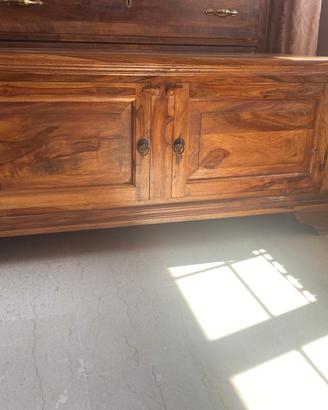 Cassapanca e libreria legno