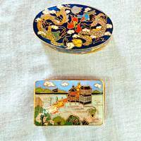 Scatola Cloisonne' in Metallo smalti Antico Arte O