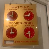 Cartello orario in PLEXIGLASS  5 Quadranti anni 60