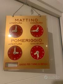 Cartello orario in PLEXIGLASS  5 Quadranti anni 60