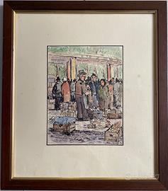 Quadro Adolfo Seimandi - Mercato a Savigliano