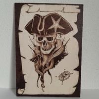 Tavola teschio pirata in compensato di pioppo 