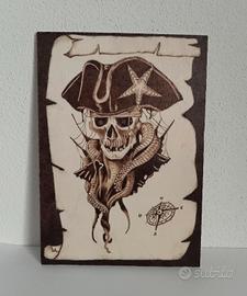 Tavola teschio pirata in compensato di pioppo 