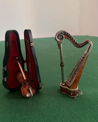 Violino e arpa in radica e argento