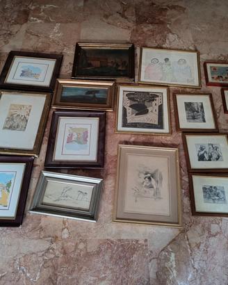 21 quadri, dipinti, stampe con cornice 