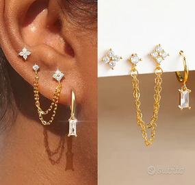 Orecchini pendenti in oro e argento