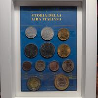 Quadretto monete in lire da 5 a 1000