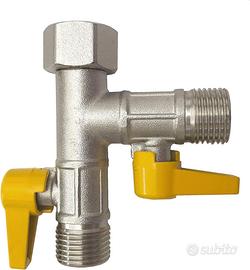 Distributore a T a 3 vie con 2 valvole a sfera di