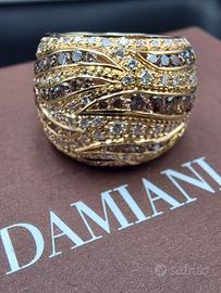 ANELLO DAMIANI ORO DIAMANTI BIANCHI E BROWN