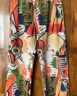 Pantalone donna largo con stampe