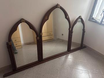 Specchiera trittico in legno, stile classico