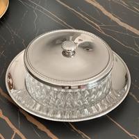 Contenitore porta biscotti in vetro anni 70