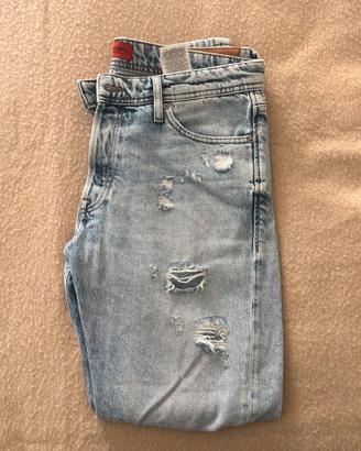 JACK&JONES uomo jeans vita alta tinta unita TG 46