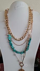 collana con medaglia cameo turchese 