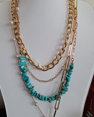 collana con medaglia cameo turchese 