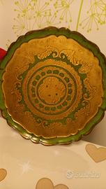 vassoio in legno VINTAGE color oro e verde