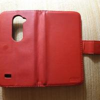 Cover LG Leon Portafoglio rosso pelle