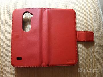 Cover LG Leon Portafoglio rosso pelle