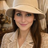 Antico cappello cloche anni 30 panna feltro