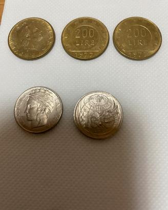 Monete 100 + 200  Lire