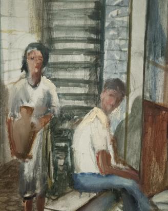 Scena di Vita Rurale - Olio su Tela 70x100 cm