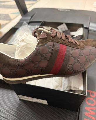 Gucci sneakers uomo GG marroni originali 42+ nuove
