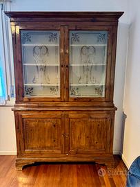 Credenza-vetrina d’epoca a due corpi stile Liberty