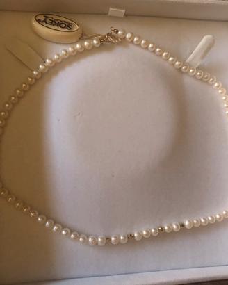 Collana di perle con gancio oro 18k