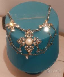 Collier acciaio e Madreperla con Strass 