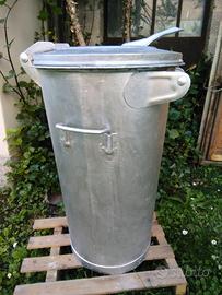bidone rifiuti / pattumiera zincata vintage