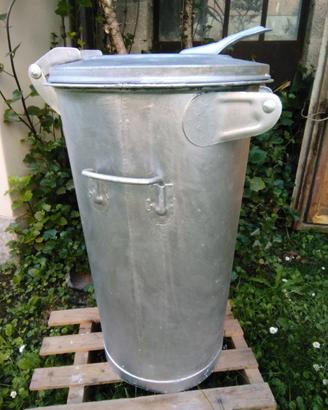 bidone rifiuti / pattumiera zincata vintage