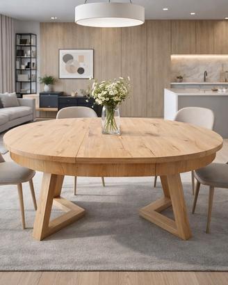 Tavoli in legno ovali o rotondi allungabili