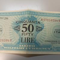 50 Lire occupazione americana in italia bilingue