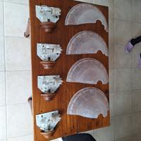 Lotto 4 Applique a Parete in Vetro e Legno