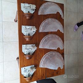 Lotto 4 Applique a Parete in Vetro e Legno