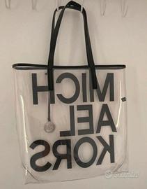 Borsa tote trasparente e nera Michael Kors