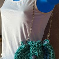 Borsa a spalla con coulisse – Turchese