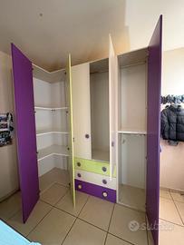 armadio ad angolo + letto  + comodino