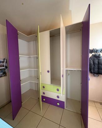 armadio ad angolo + letto  + comodino