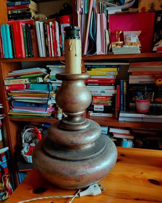 base lampada XXL vintage legno tornito