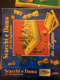 Scacchi Dama e Backgammon in legno 