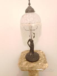 coppia lampade da tavolo "liberty con frange