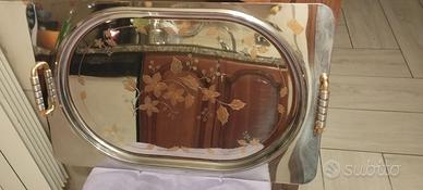 Vassoio Giorinox acciaio e oro 18 k