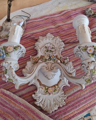 coppia di applique di capodimonte