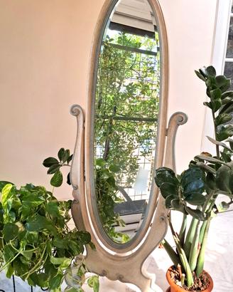 Specchio da terra vintage ovale con cornice decora