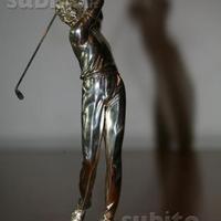 Statuetta giocatore di golf argentata