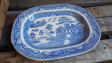 ANTICO VASSOIO "Blue Willow" in ceramica inglese-
