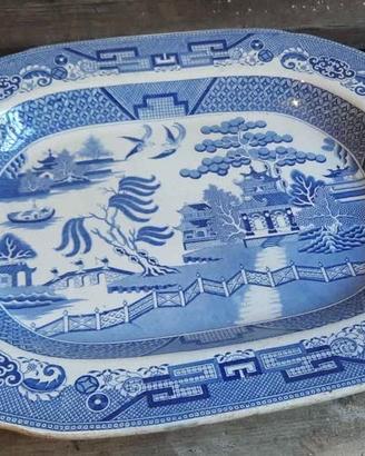 ANTICO VASSOIO "Blue Willow" in ceramica inglese-