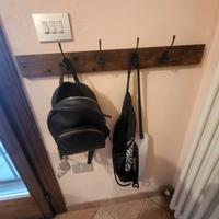 Appendiabiti a parete in legno e metallo 2 pezzi