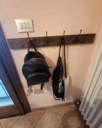 Appendiabiti a parete in legno e metallo 2 pezzi